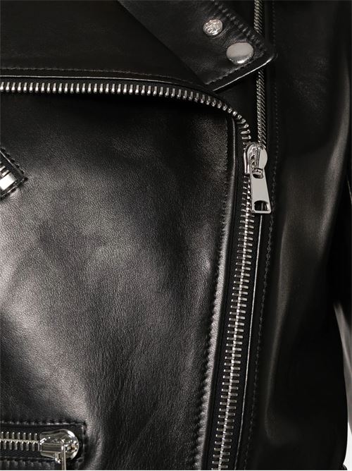 CROPPED LEATHER BIKER JACKET ALEXANDER MCQUEEN | 668451Q5AK81000